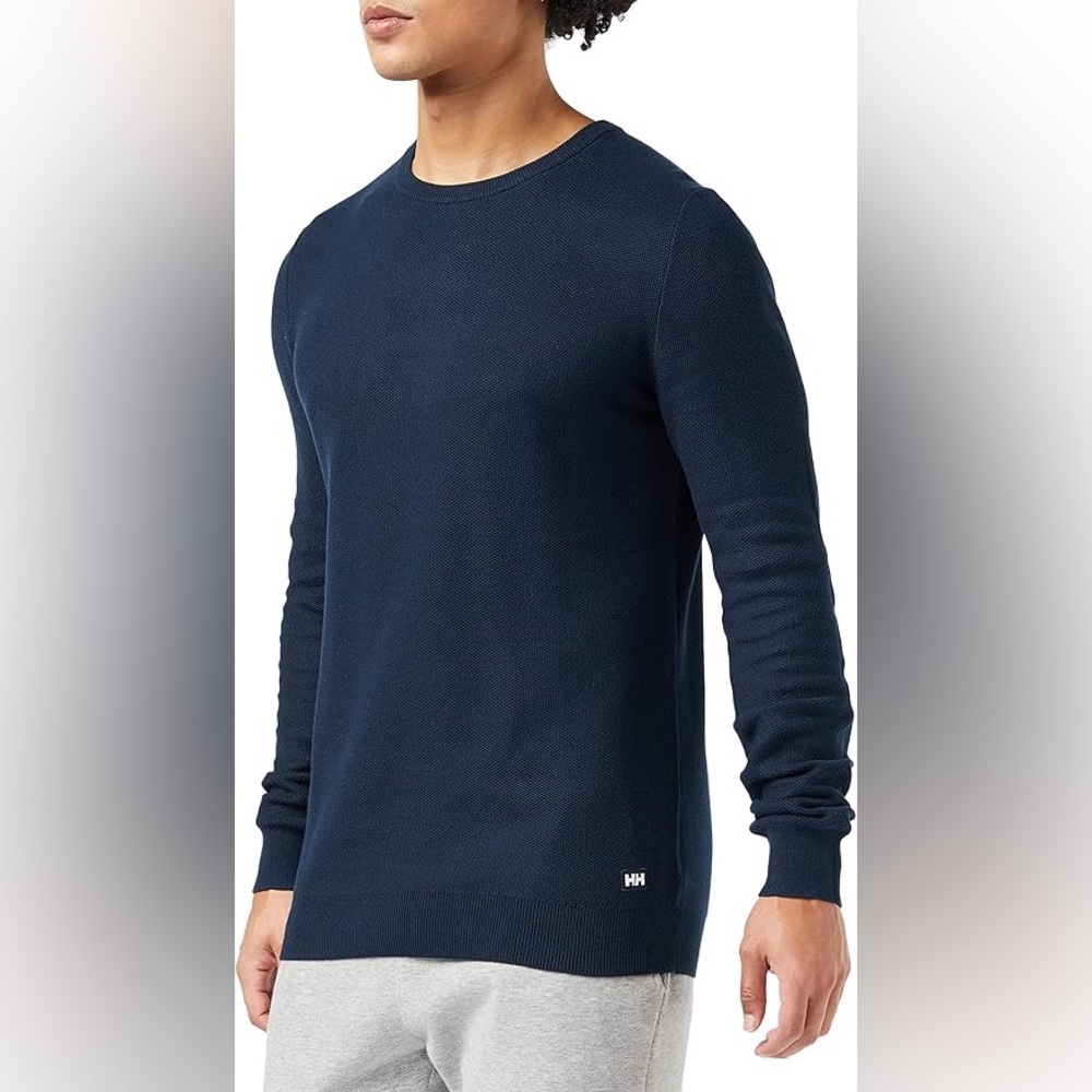 Helly Hansen Skagen Men’s Navy 100% Cotton Sweater Size L Classic Timeless EUC